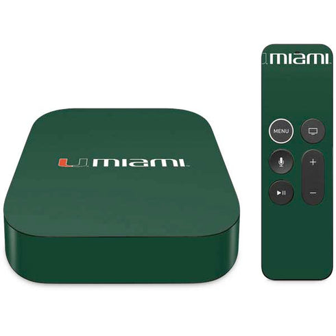 University of Miami Horizontal Mark on Green Apple TV Skin